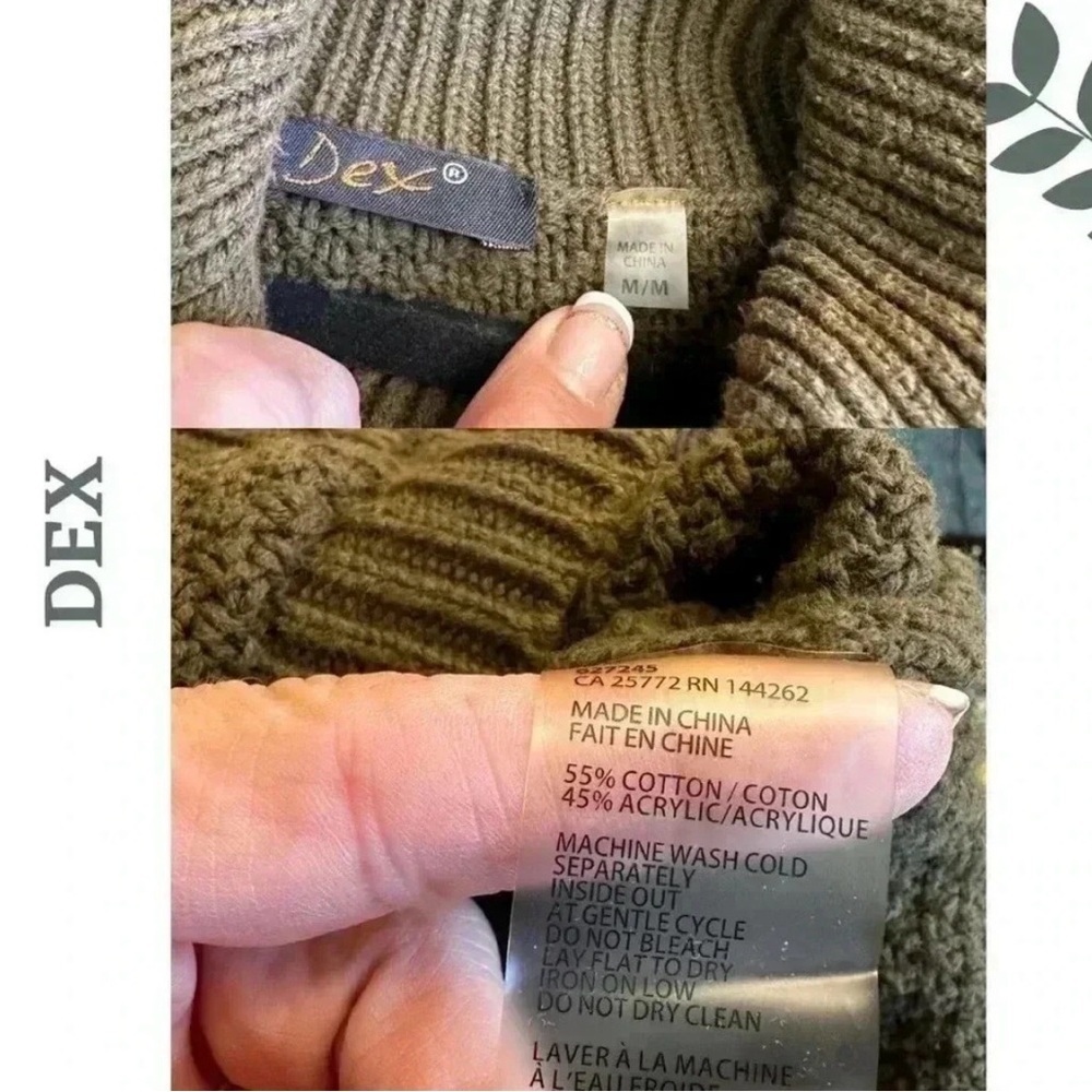 DEX Cowl Neck Sleeveless Sweater Knit Olive Medium - Picture 7 of 7